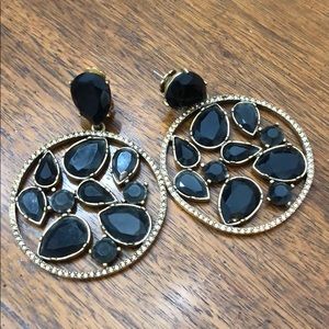 Oscar de la Renta black+gold chandelier earrings